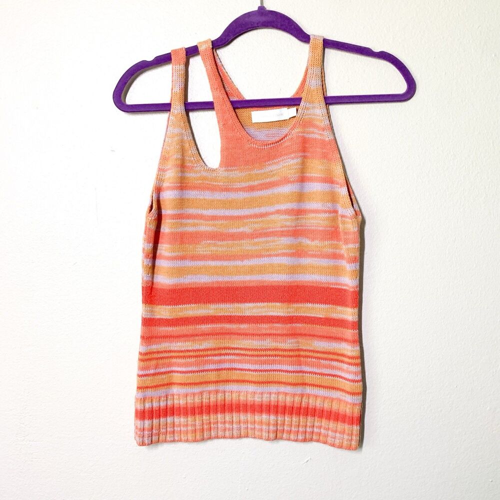 Jonathan Simkhai Avani Space Dye Cut-Out Tank S Cotton Wool Blend Knit Top